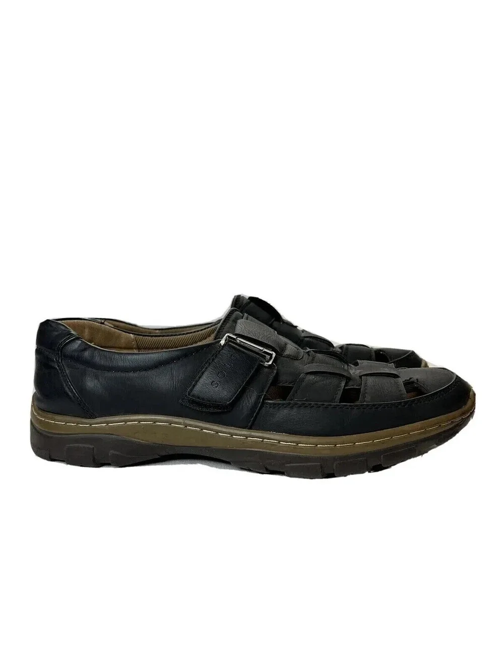 Solo Men Fisherman Sandals Black Leather - Size 9.5 Good Condition!